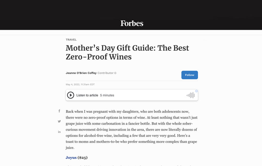 Forbes Article: Best zero-proof wines
